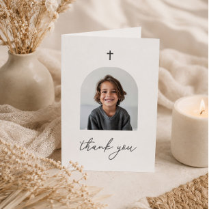 Carte De Remerciements Photo en forme d'arche pour la Première Communion 