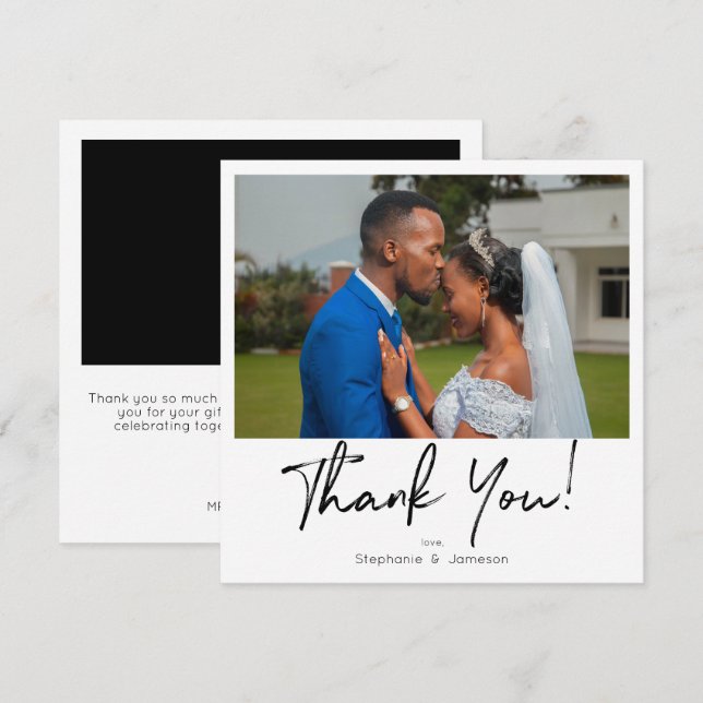 Carte de remerciements photo et typographie instan (Devant / Derrière)