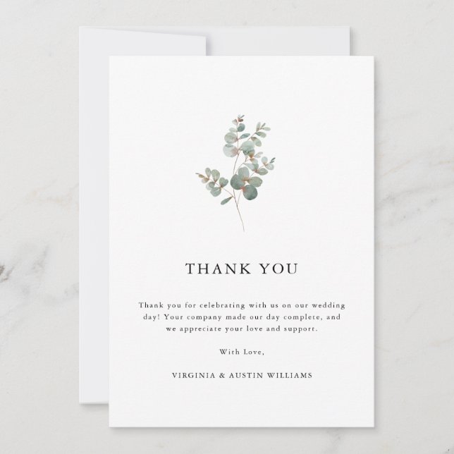 Carte de remerciements photo Eucalyptus (Devant)
