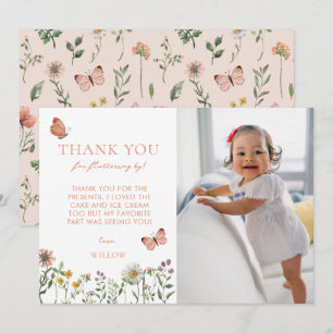 Carte De Remerciements Photo Fleur sauvage aquarelle Anniversaire