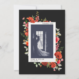Carte De Remerciements Photo fleur sauvage Mariage foncé