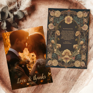 Carte De Remerciements Photo Floral Art Nouveau Mariage décoratif