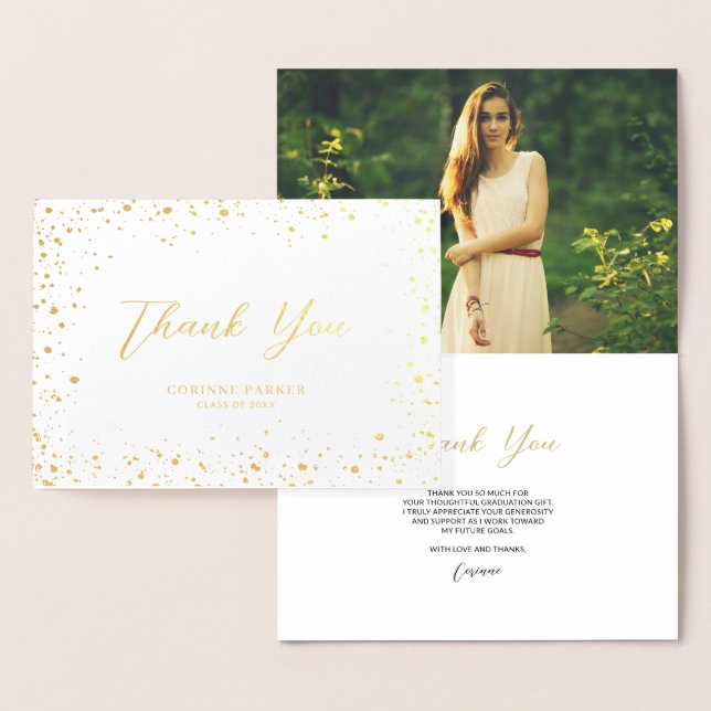 Carte de remerciements photo Glitz Gold Foil (Affichage)