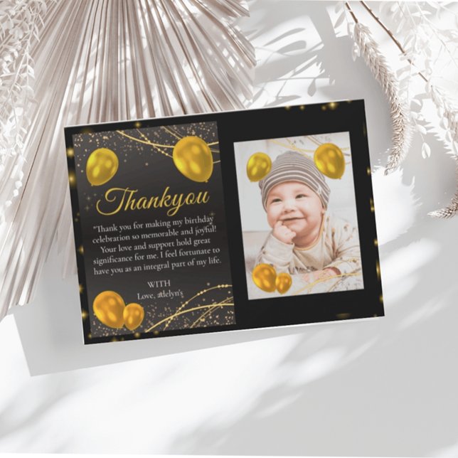 Carte de remerciements photo Gold et Black Premier (Créateur téléchargé)