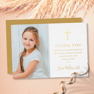 Carte de remerciements photo Gold Foil Holy Commun