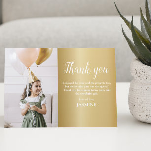 Carte de remerciements photo Gold pour enfants mod
