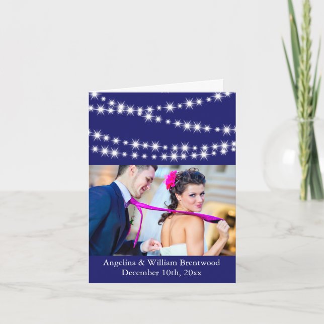 Carte de remerciements photo Indigo Twinkle Lights (Devant)