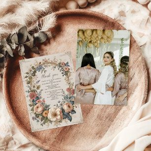 Carte De Remerciements Photo Jardin Vintage Victorien Floral Bridal Showe