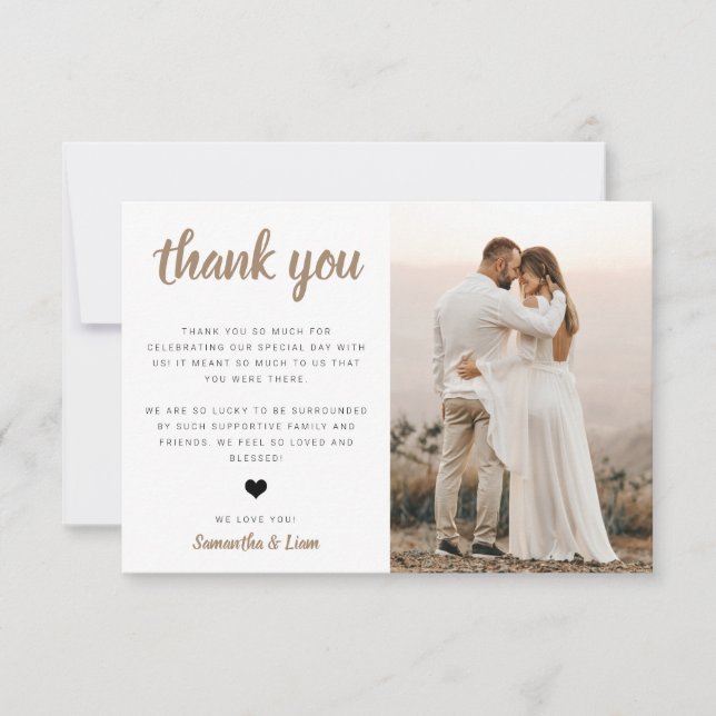 Carte de remerciements photo mariage (Devant)