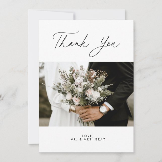 Carte de remerciements photo mariage (Devant)