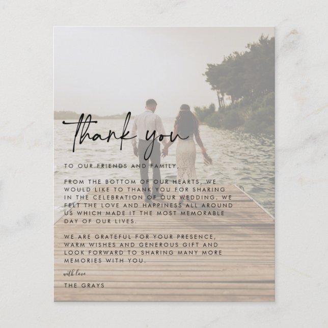 Carte de remerciements photo mariage (Devant)