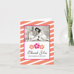 Carte de remerciements photo mariage avec fleurs d