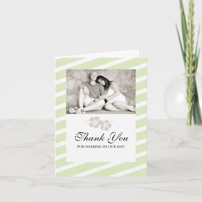 Carte de remerciements photo mariage avec fleurs d (Devant)