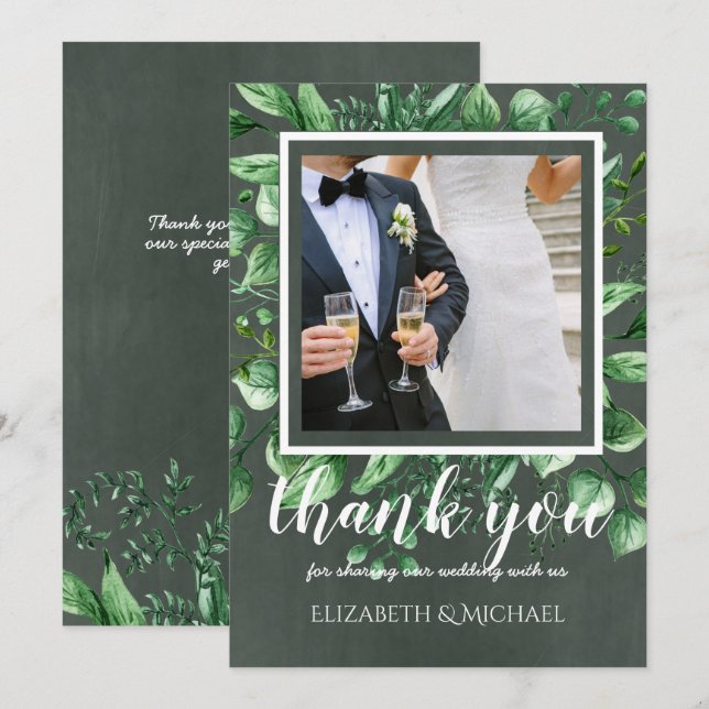 Carte de remerciements photo mariage avec texte de (Devant / Derrière)