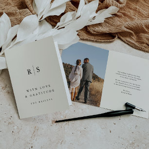 Carte De Remerciements Photo Mariage classique noir & écrin noir