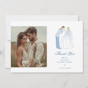 Carte De Remerciements Photo Mariage de Cendrillon