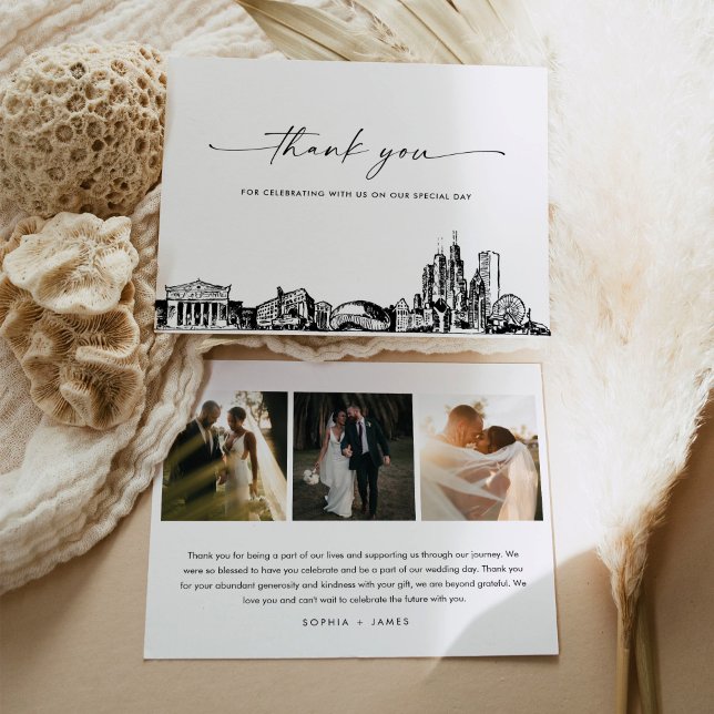 Carte de remerciements photo Mariage de Chicago Sk (Créateur téléchargé)