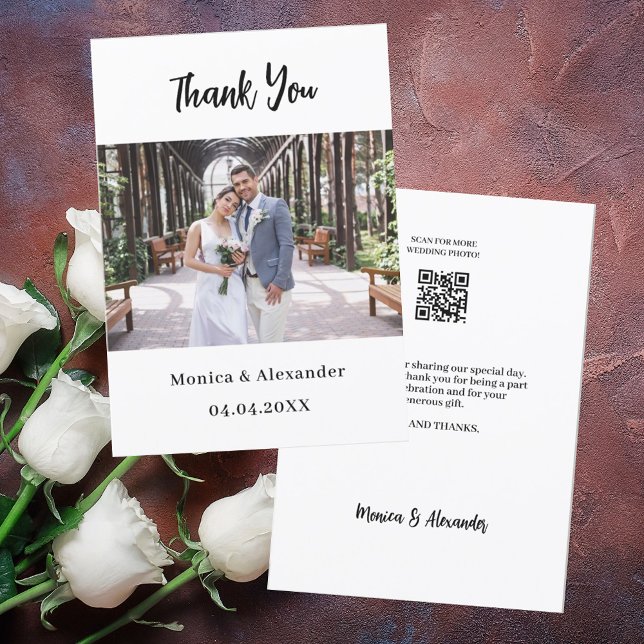 Carte de remerciements photo mariage de code QR si (Créateur téléchargé)