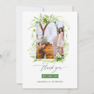 Carte De Remerciements Photo Mariage de la forêt d'aquarelle