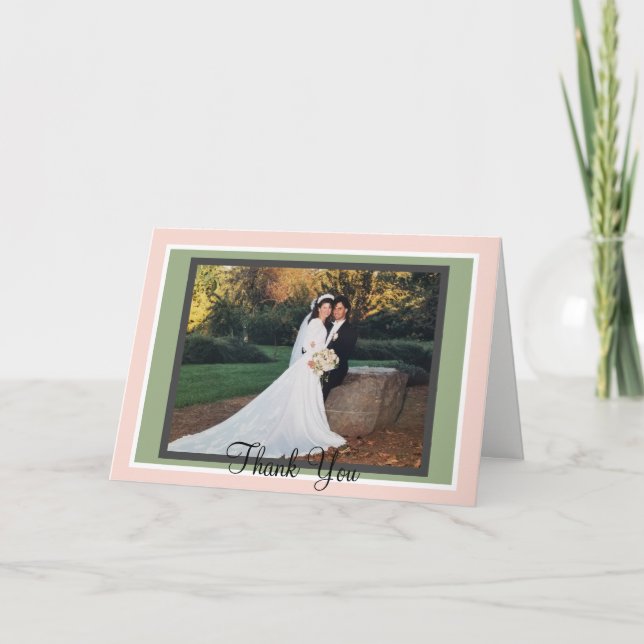 Carte De Remerciements Photo Mariage de la monographie de la série Blush (Devant)