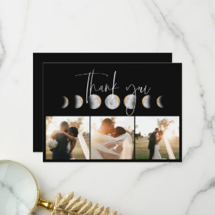 Carte De Remerciements Photo Mariage de la phase de lune dorée