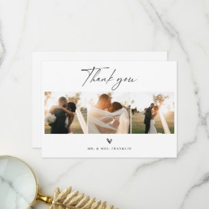 Carte De Remerciements Photo Mariage de script Boho moderne