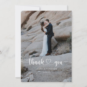 Carte de remerciements photo Mariage de script car