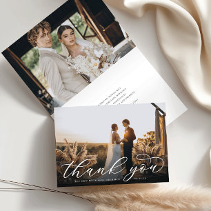 Carte de remerciements photo Mariage de script cla