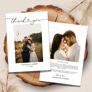 Carte De Remerciements Photo Mariage de script de coeur simple et moderne