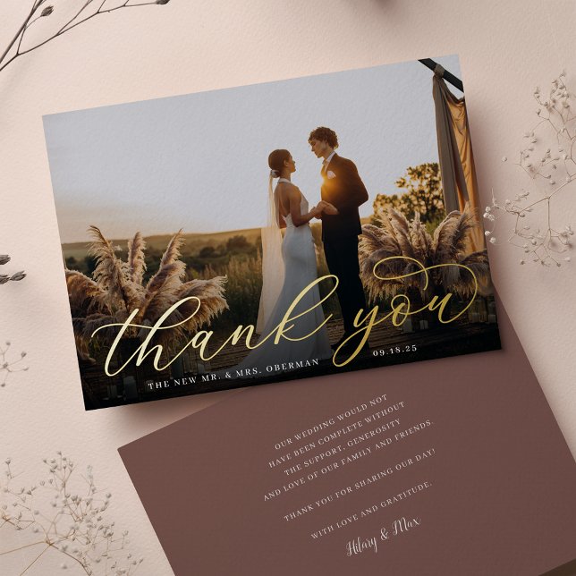 Carte de remerciements photo Mariage de script Gol (Créateur téléchargé)