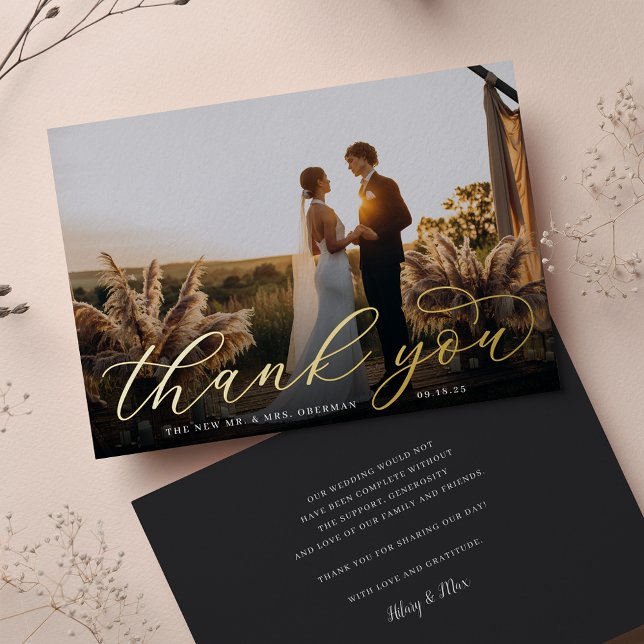 Carte de remerciements photo Mariage de script Gol (Créateur téléchargé)