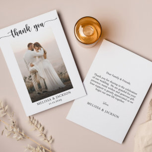 Carte de remerciements photo Mariage de script sim
