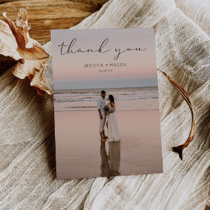 Carte de remerciements photo Mariage de script sim