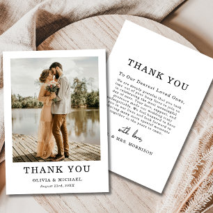 Carte de remerciements photo Mariage de script sim