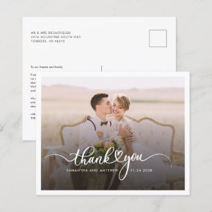 Carte de remerciements photo Mariage écrit à la ma