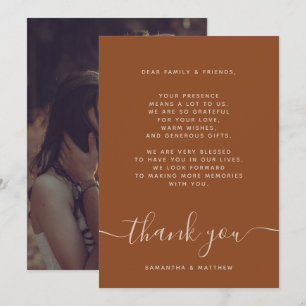 Carte de remerciements photo Mariage en terre cuit