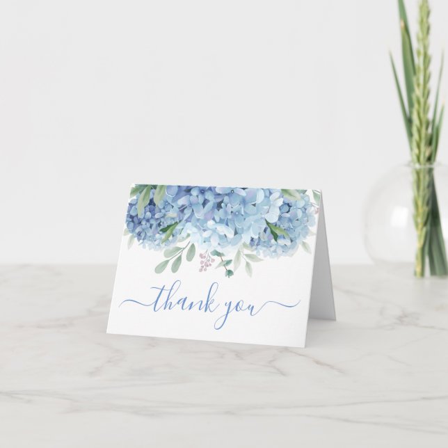 Carte De Remerciements Photo Mariage Floral bleu violet (Devant)