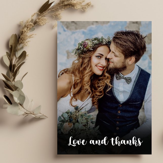 Carte De Remerciements Photo Mariage Floral Coloré Rétro Bohème Chic (Créateur téléchargé)