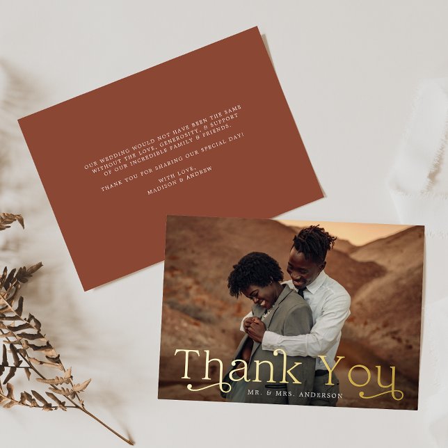 Carte de remerciements photo Mariage Gold Foil (Créateur téléchargé)