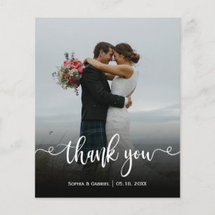 Carte de remerciements photo Mariage Lettré Budget