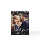 Carte de remerciements photo Mariage lettres main 