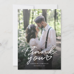 Carte de remerciements photo Mariage manuscrit