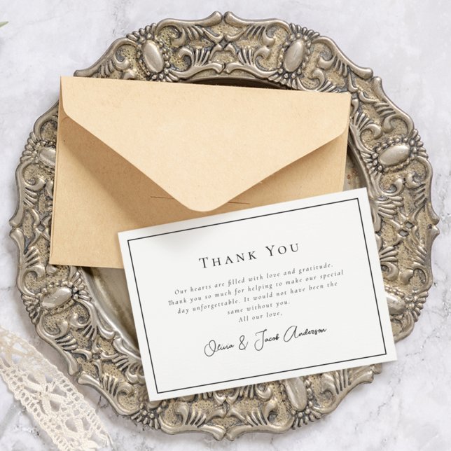 Carte De Remerciements Photo Mariage minimaliste (Créateur téléchargé)