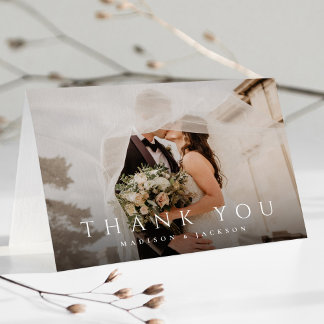 Carte De Remerciements Photo Mariage moderne simple et élégante