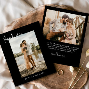 Carte de remerciements photo Mariage noir budget