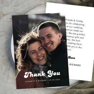 Carte De Remerciements Photo Mariage noir et blanc rétro