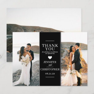 Carte De Remerciements Photo Mariage noir simple