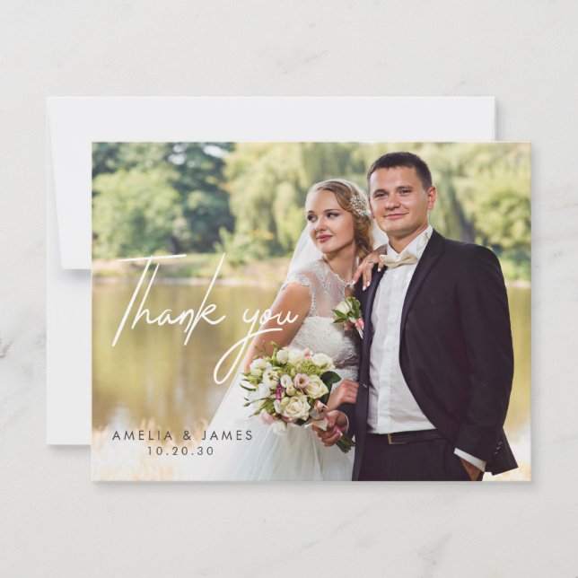 Carte de remerciements photo Mariage personnalisé (Devant)