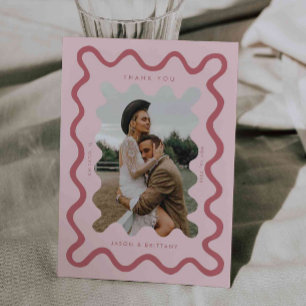 Carte De Remerciements Photo Mariage rose à la main