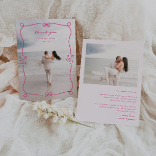 Carte De Remerciements Photo Mariage rose lunique